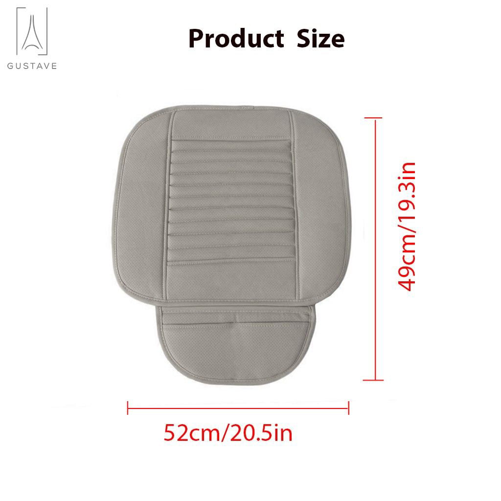 Gustave Universal Car Seat Cover， Car Front Seat Cushion Breathable PU Leather Pad Mat Non Slip Bottom for Auto Supplies Office Chair with Storage Pouch 