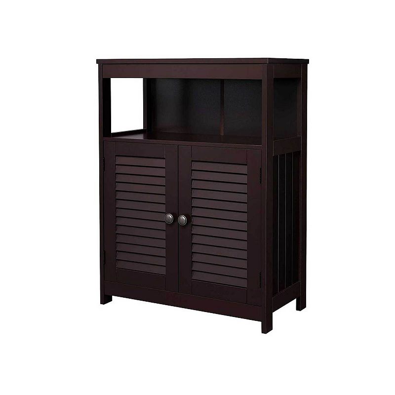 Bathroom Storage Floor Cabinet Free Standing With Double Shutter Door And Adjustable Shelf