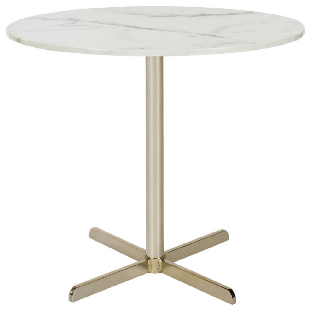 Lionel Round Side Table  White Marble/Brass   Contemporary   Side Tables And End Tables   by Rustic Home Furniture Deco  Houzz