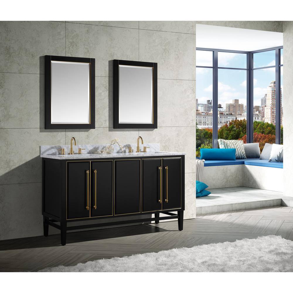 Avanity Mason 60 in. Bath Vanity Cabinet Only in Black with Gold Trim MASON-V60-BKG