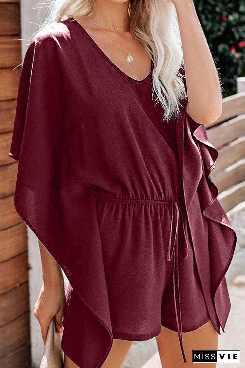 KarliDress V-Neck Ruffled Wide Loose Romper P12896