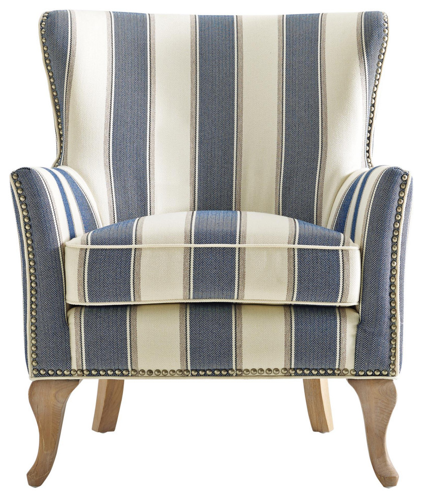 Classic Accent Chair  High Back and Flared Arms With Nailhead Trim   French Country   Armchairs And Accent Chairs   by Declusia  Houzz