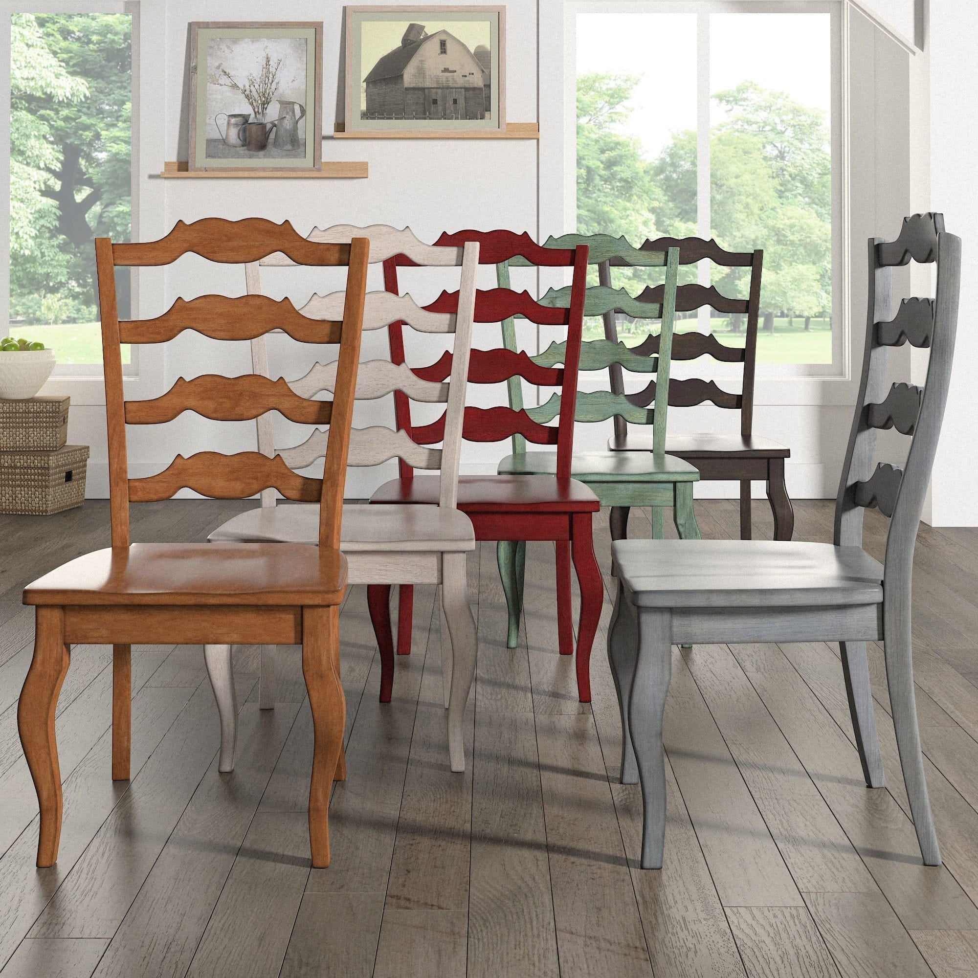 Weston Home Farmhouse Dining Chair with French Ladder Back (Set of 2)