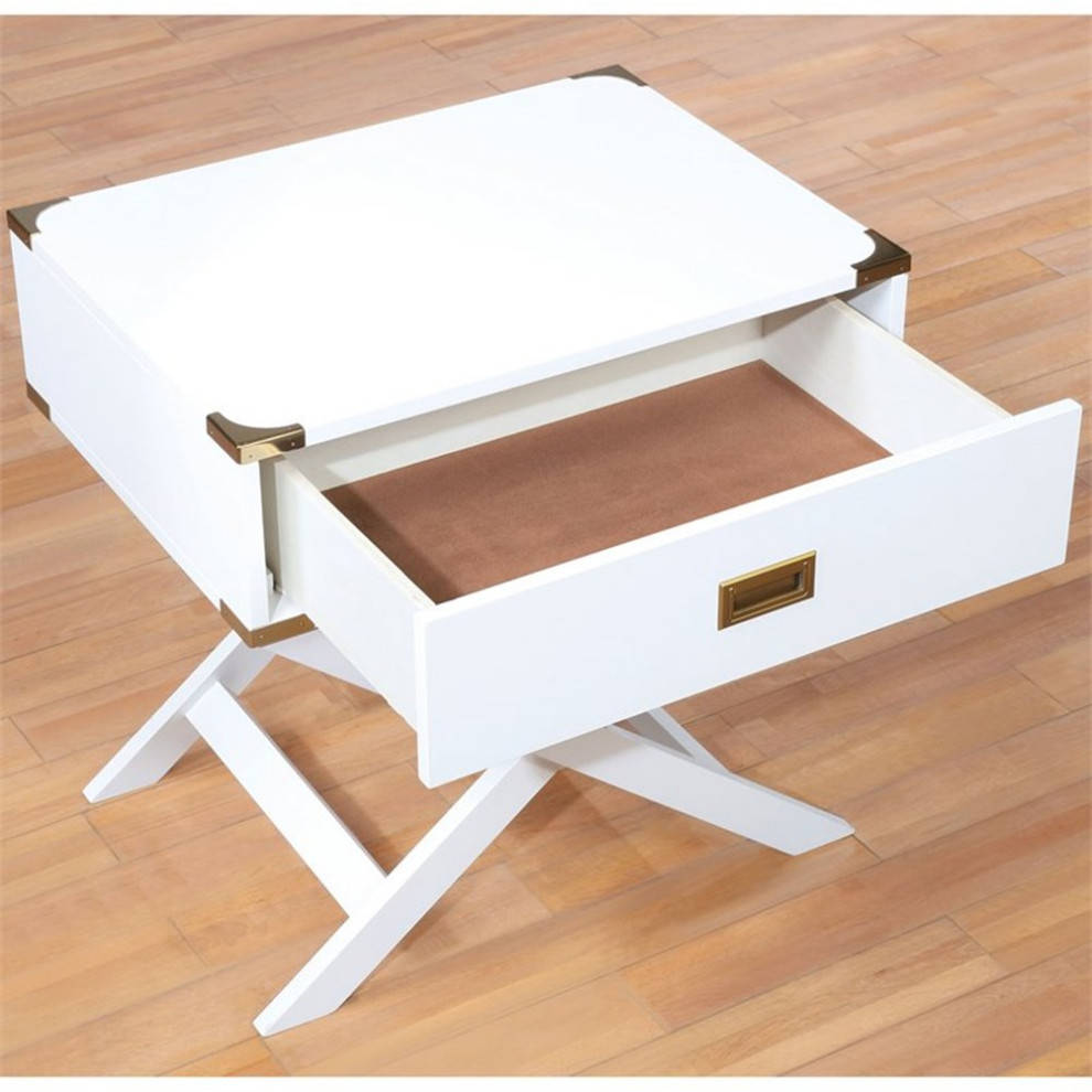 Bowery Hill Contemporary Wood X Shape Legs End Table in White   Transitional   Side Tables And End Tables   by Homesquare  Houzz