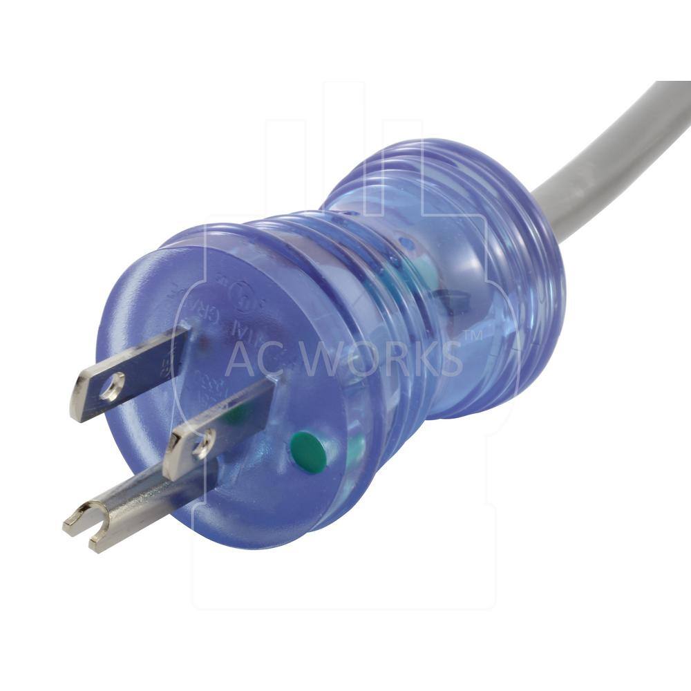 AC WORKS 15FT 143 15A Medical Grade Power Cord With Locking Right Angle IEC C13 Connector MD15ARC13-180AL