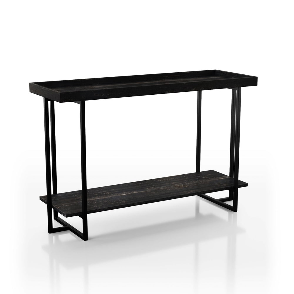 Alivia Rustic Black 47 inch Steel 1 Shelf Sofa Table by Furniture of America