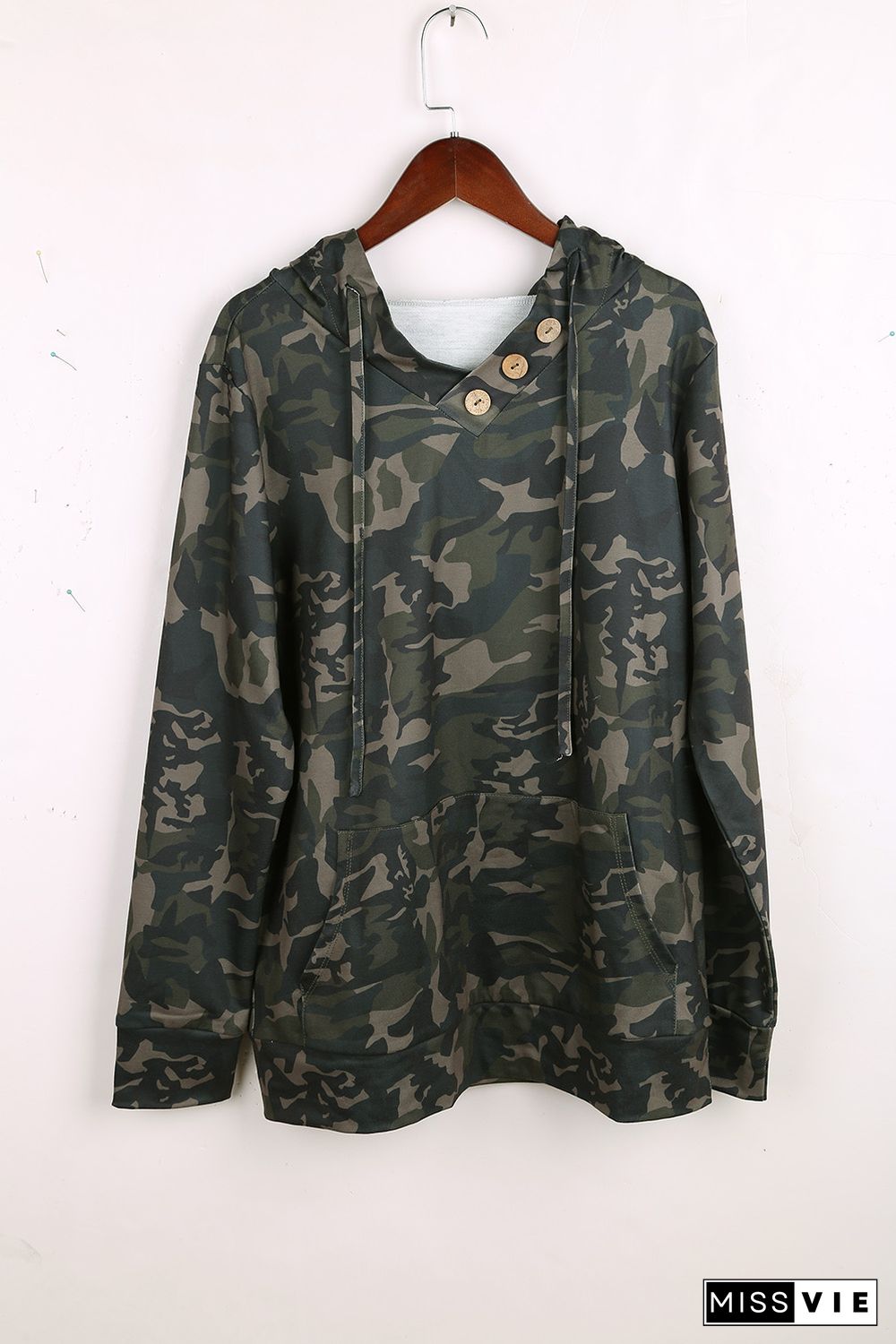 Camo Print Kangroo Pocket Hoodie