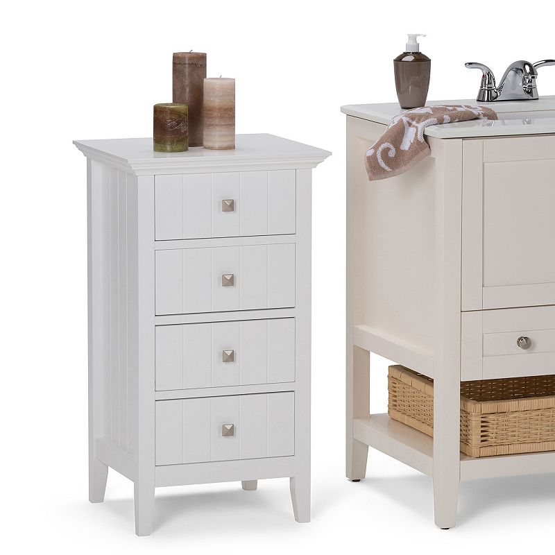 Simpli Home Acadian Four-Drawer Floor Storage Bath Cabinet