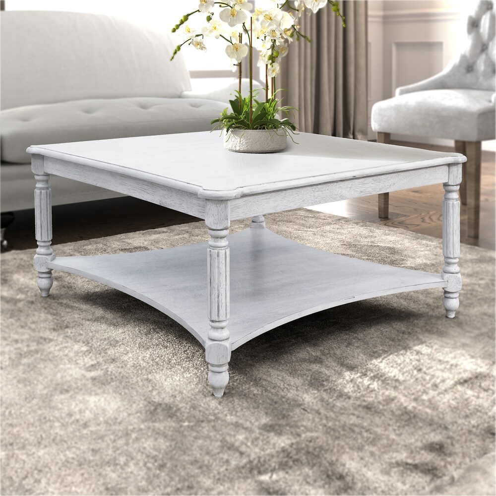 GALANO Marcello 33.1 in. Square Solid Wood Top Coffee Table