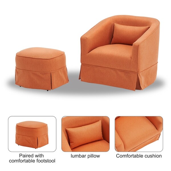 Swivel Barrel Chair With Ottoman，Swivel Accent Chairs Armchair for Living Room