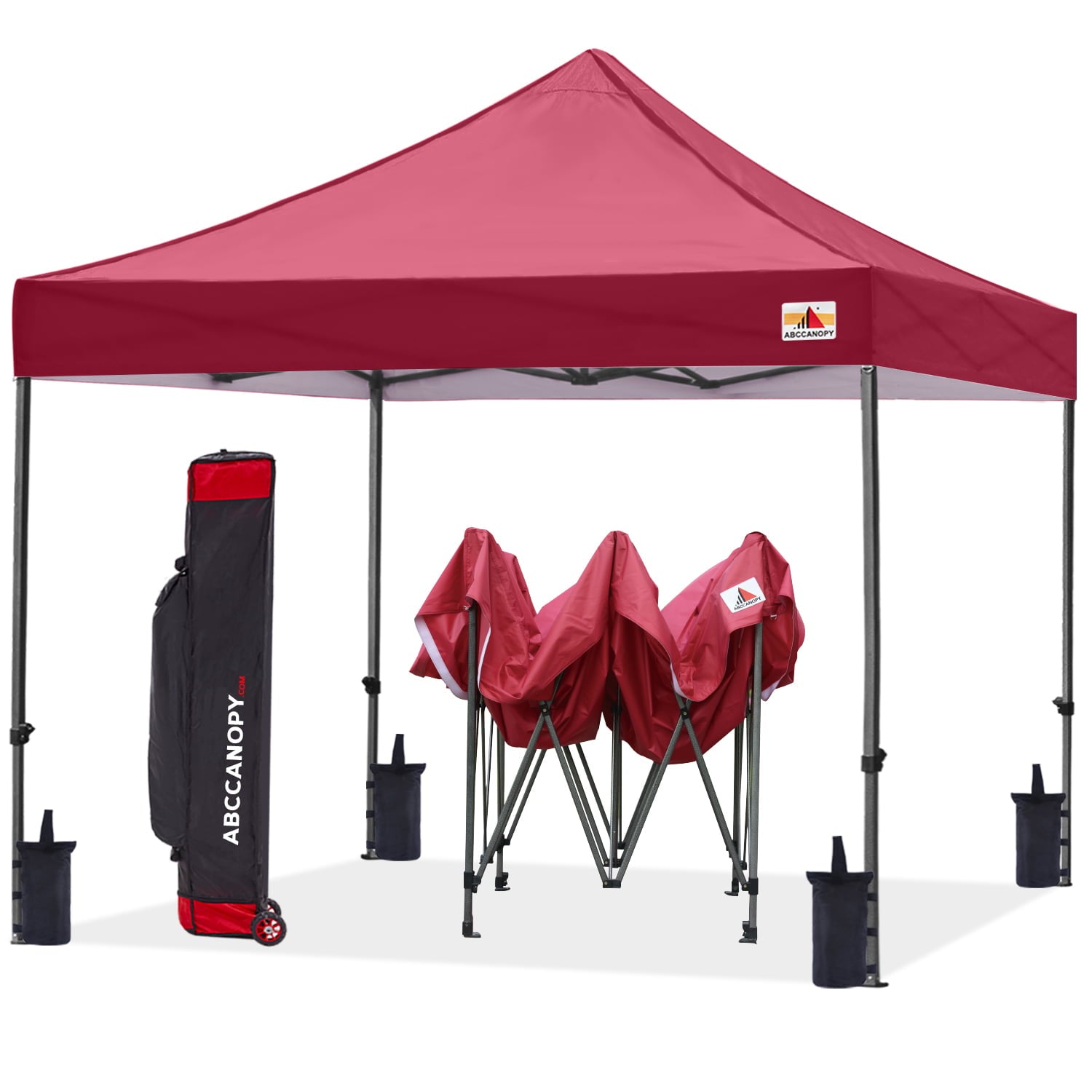 ABCCANOPY 10ft x 10ft Sturdy Instant Shelter Metal Outdoor Pop up Canopy，Burgundy