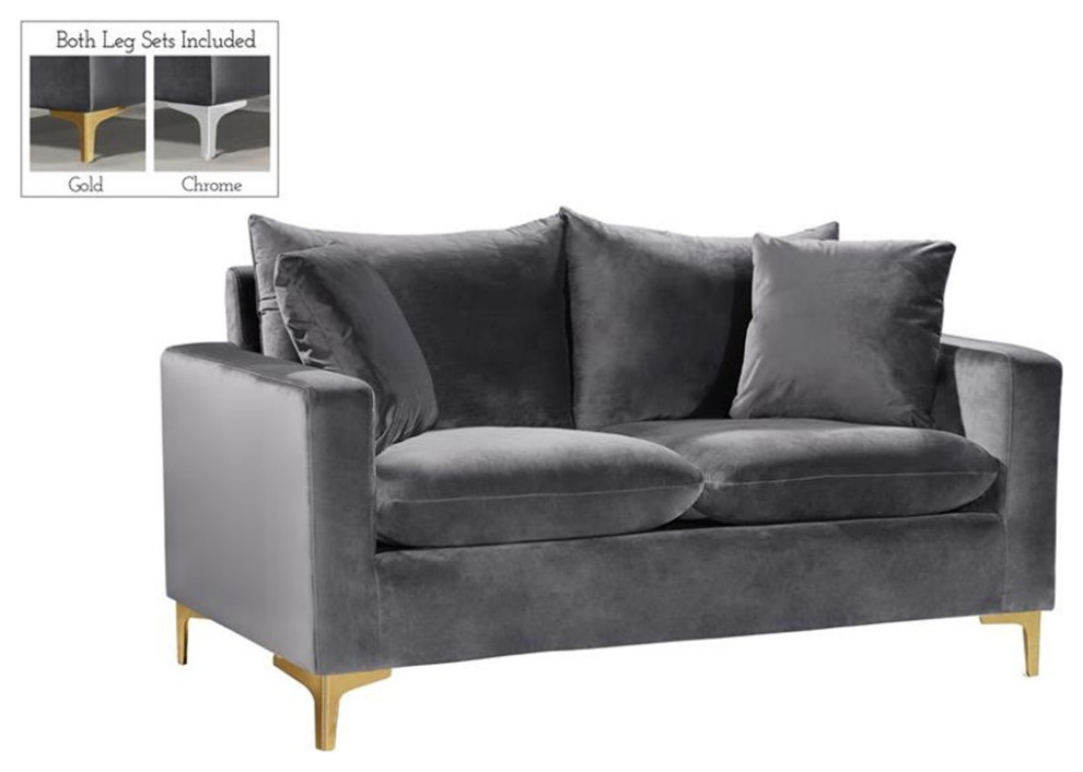 Home Square 3 Piece Set with Velvet Accent Chair Loveseat and Sofa in Gray   Living Room Furniture Sets   by Homesquare  Houzz