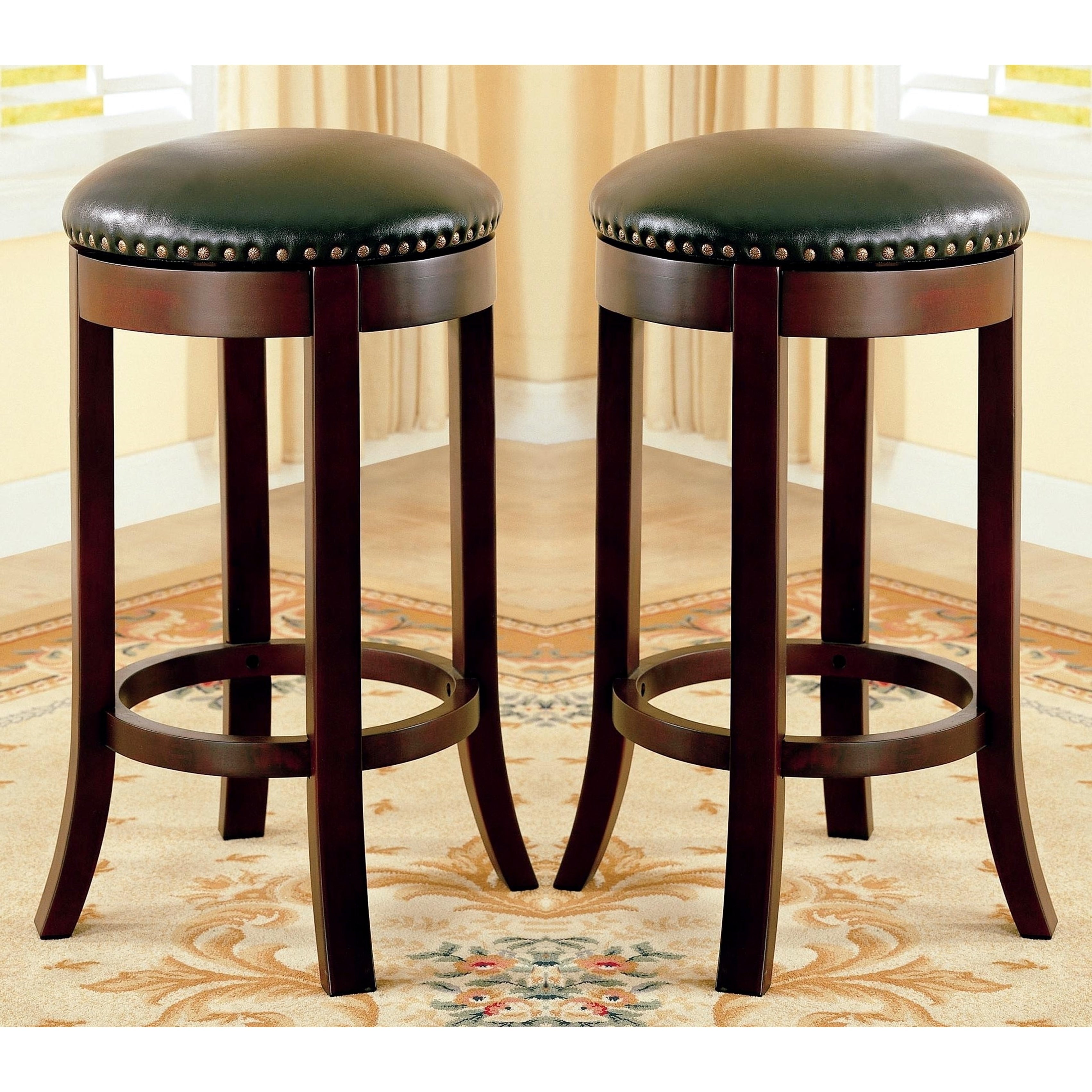 Wilmington Design Swivel Dining Stools with Nailhead Trim (Set of 2)