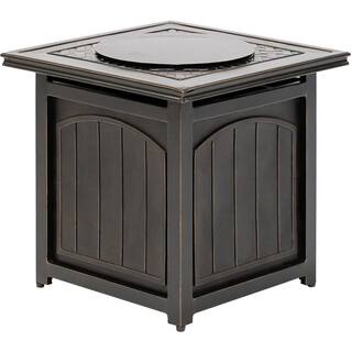 Hanover Traditions 26 in. Square Aluminum Outdoor Side Table with Fire Pit and Burner Lid TRAD26SQFP