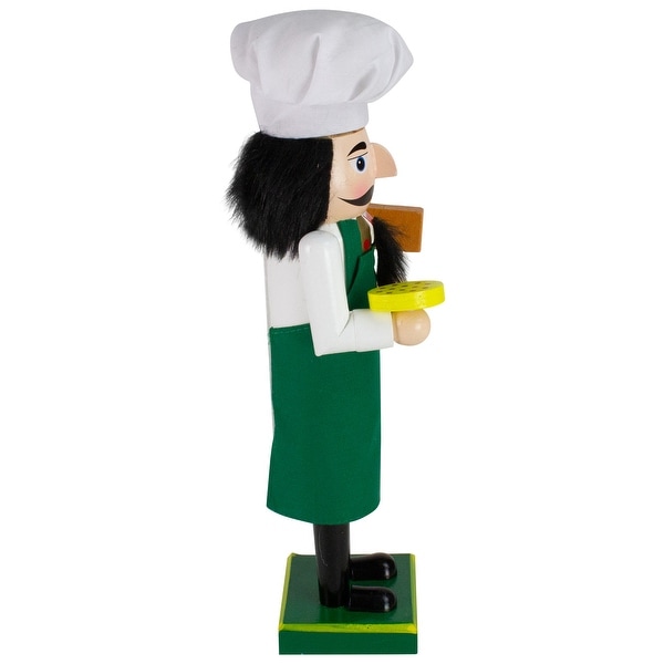 14 Green and White Wooden Christmas Nutcracker Pizza Maker