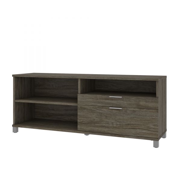 Bestar Pro-Linea Credenza with two drawers in Walnut Grey