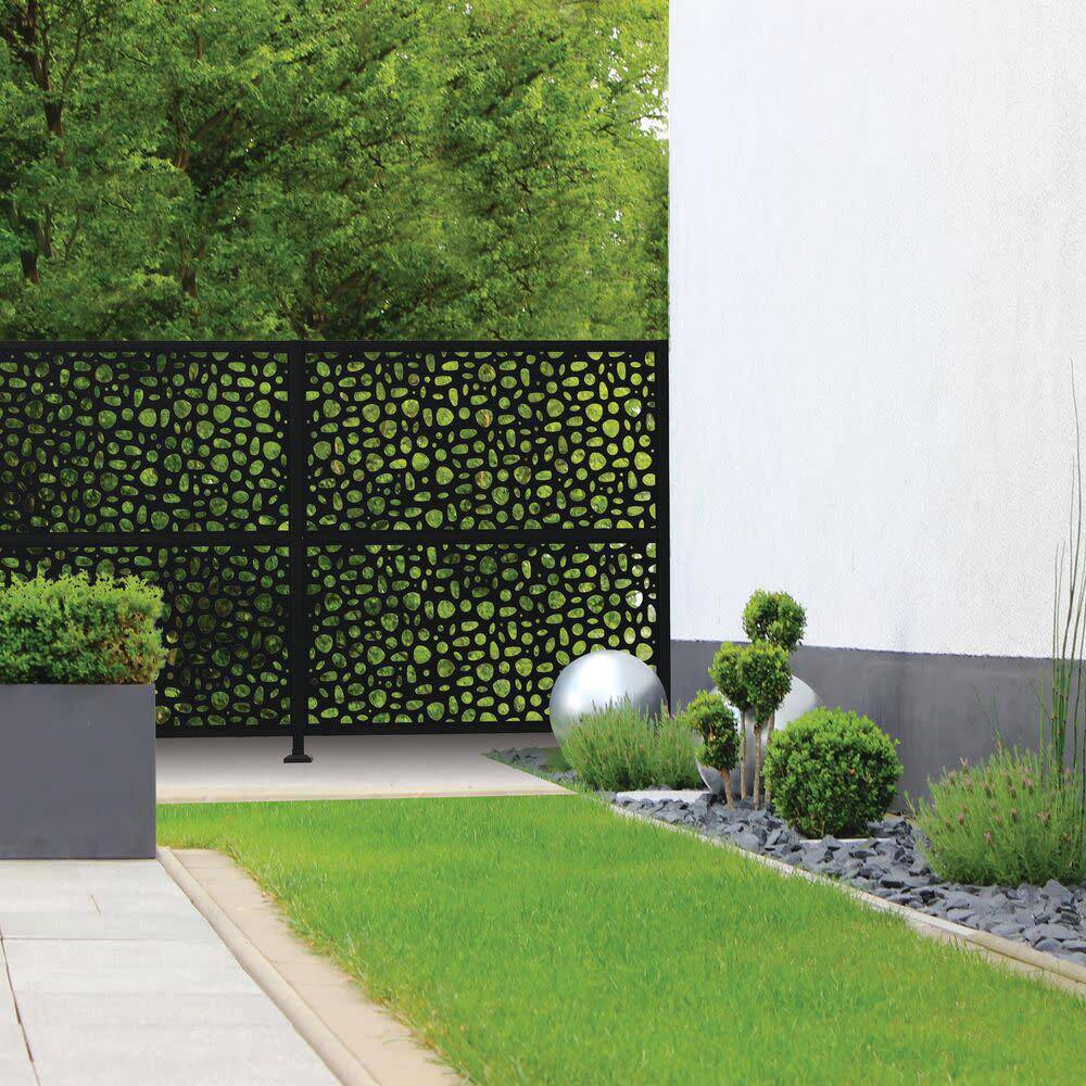 Barrette Outdoor Living 3 ft. x 6 ft. River Rock Black Polypropylene Decorative Screen Panel 73045667