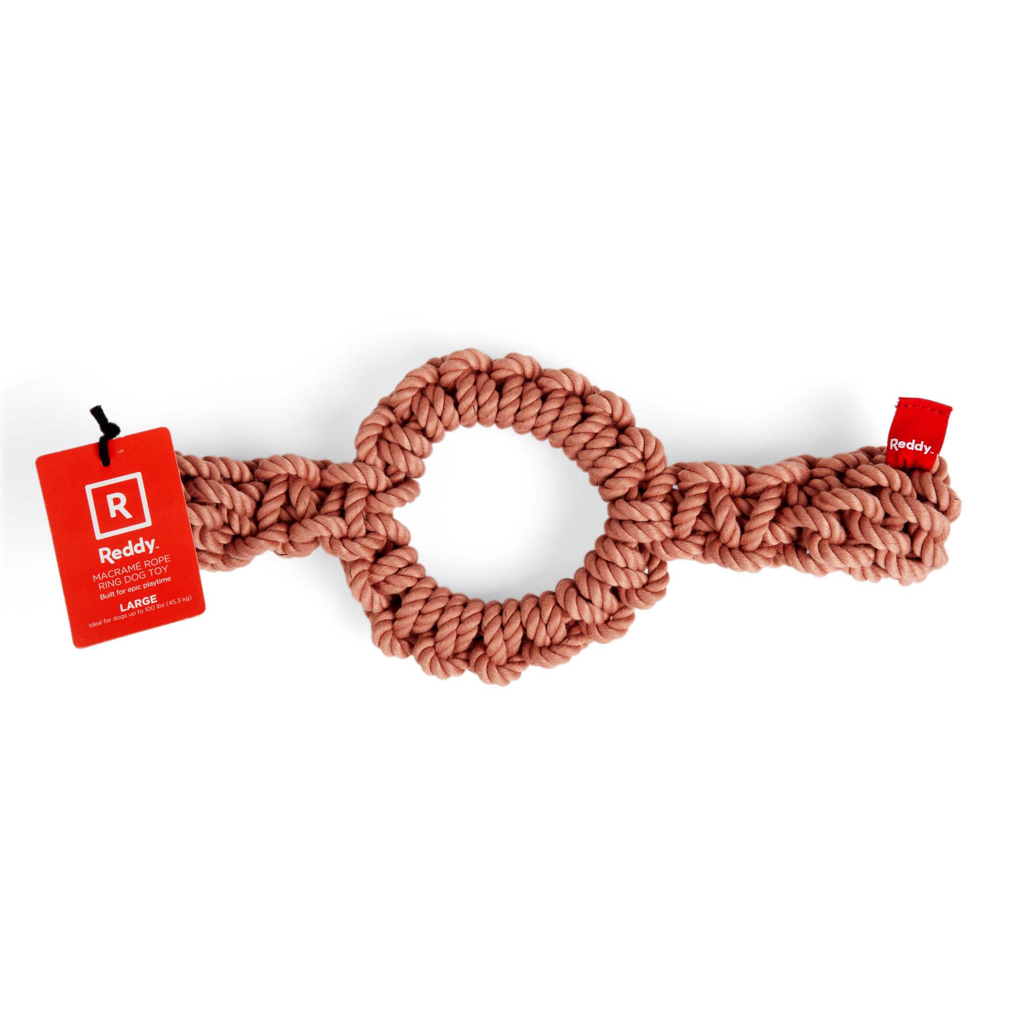 Reddy Copper Macrame Ring Dog Toy， Medium