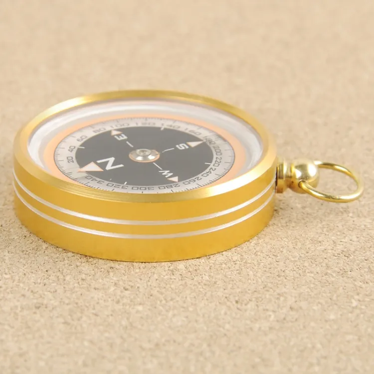 Fast shipping J50 Metal Gold Compass Pendant Outdoor Portable Mini Pocket Keychain Compass For Sale Camping Hiking