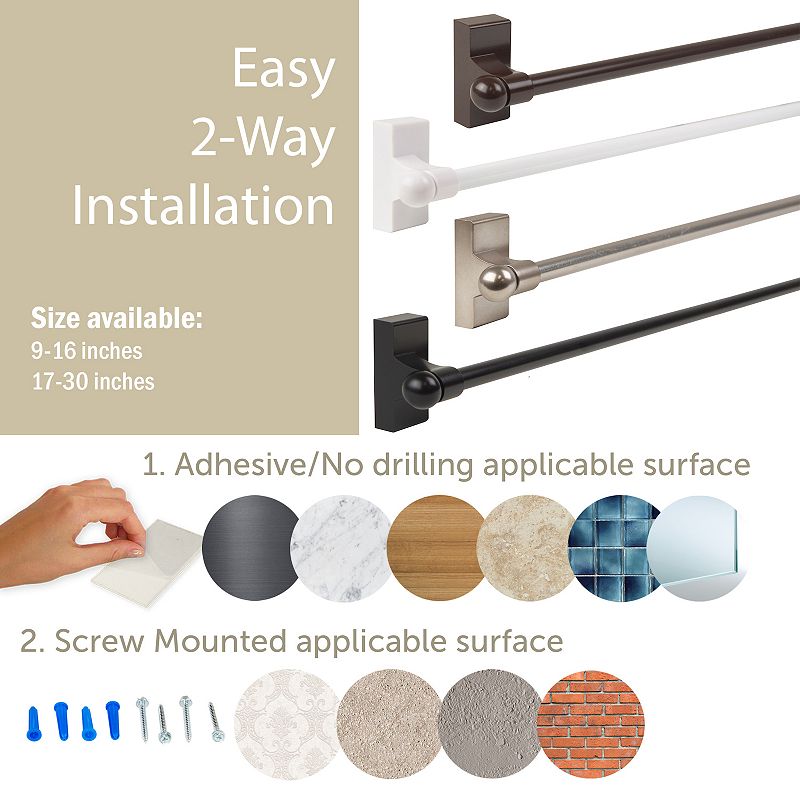 Rod Desyne 2-pack Self-Adhesive or Wall-Mounted Rod