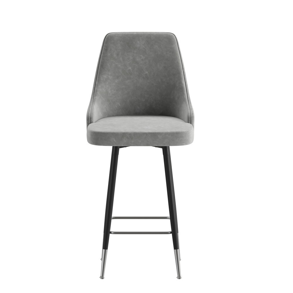 Armless Upholstered Counter Stools with Accented Metal Frames