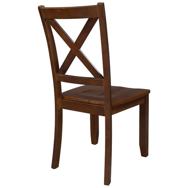 Set of 2 Modern X-Back Side Chair， Wood Breakfast Nook Dining Chairs with Solid Rubber Wood Legs for Small Places