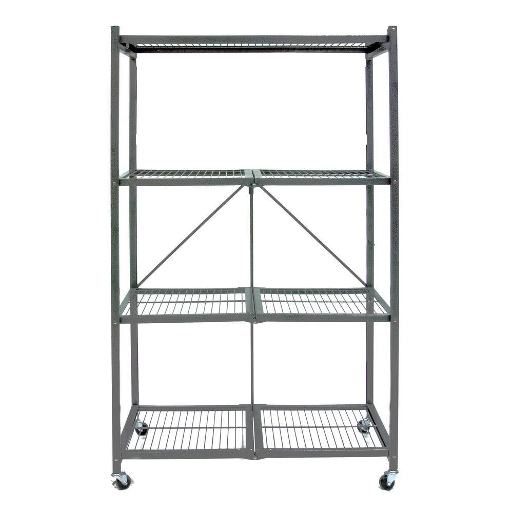 Origami Gray 4-Tier Multi Purpose Steel Folding Storage Rack with Wheels 20.9 in. x 35.8 in. x 60 in. (2-Pack) 2 x R5-01W