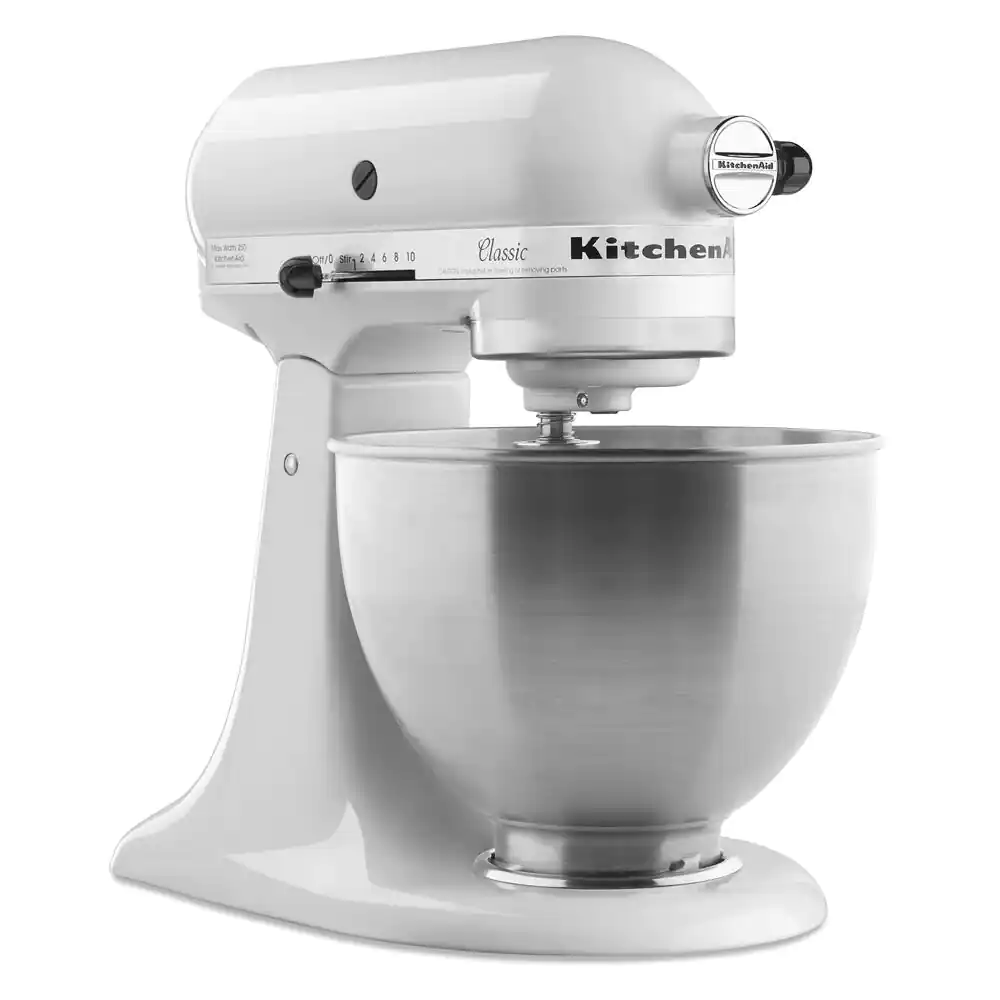 KitchenAid K45SSWH Classic Series 4.5 Qt. 10-Speed White Stand Mixer with Tilt-Head， White