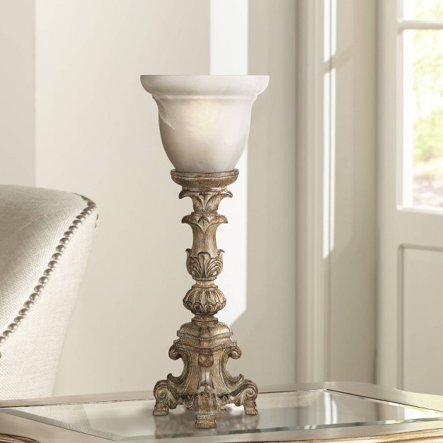 High Beige Wash Candlestick Alabaster Glass Shade For Bedroom Bedside Office