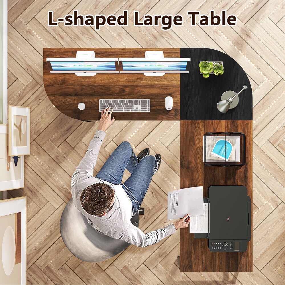 Height Adjustable L Shaped Desk 59\