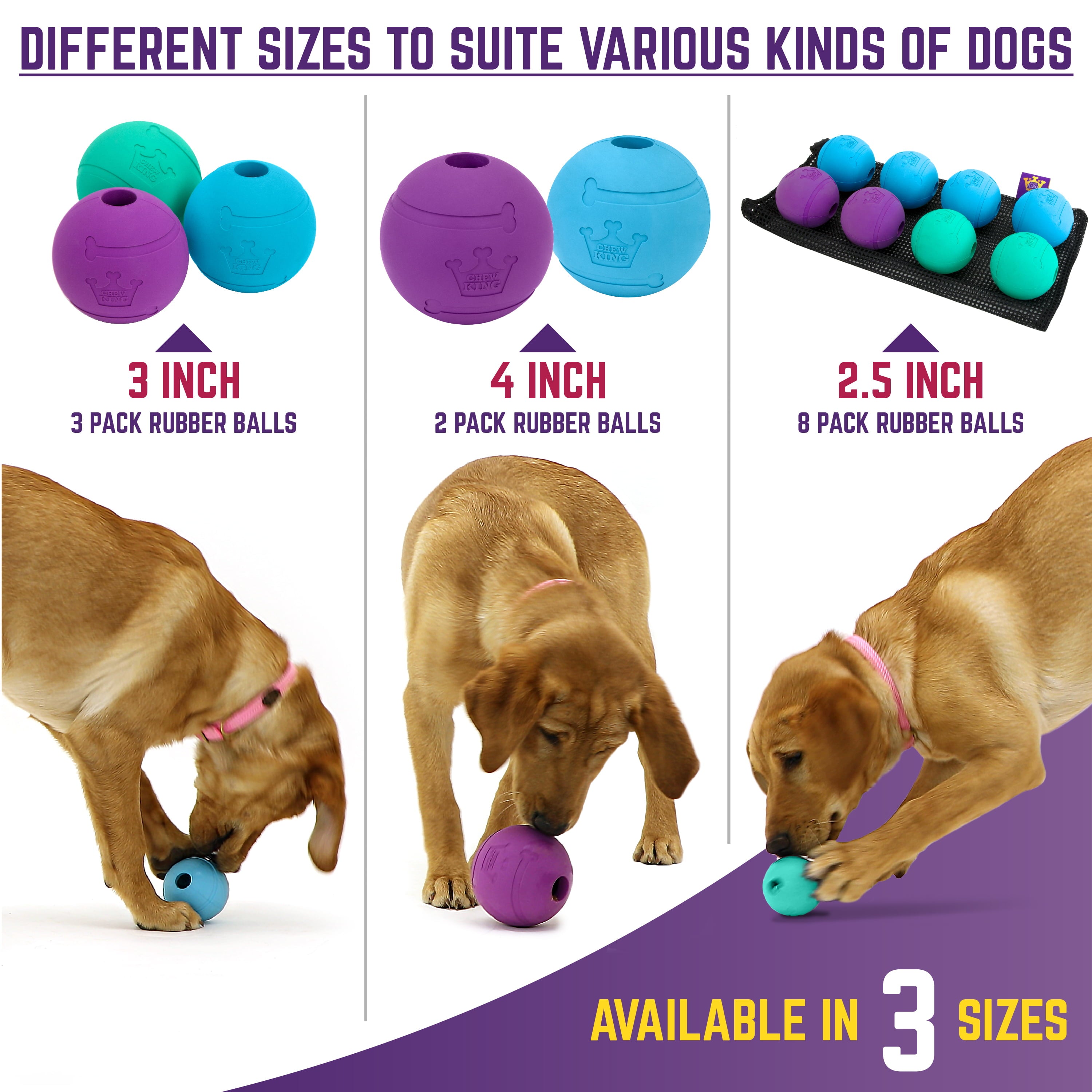 Chew King Fetch Balls Extremely Durable Natural Rubber Toy 3