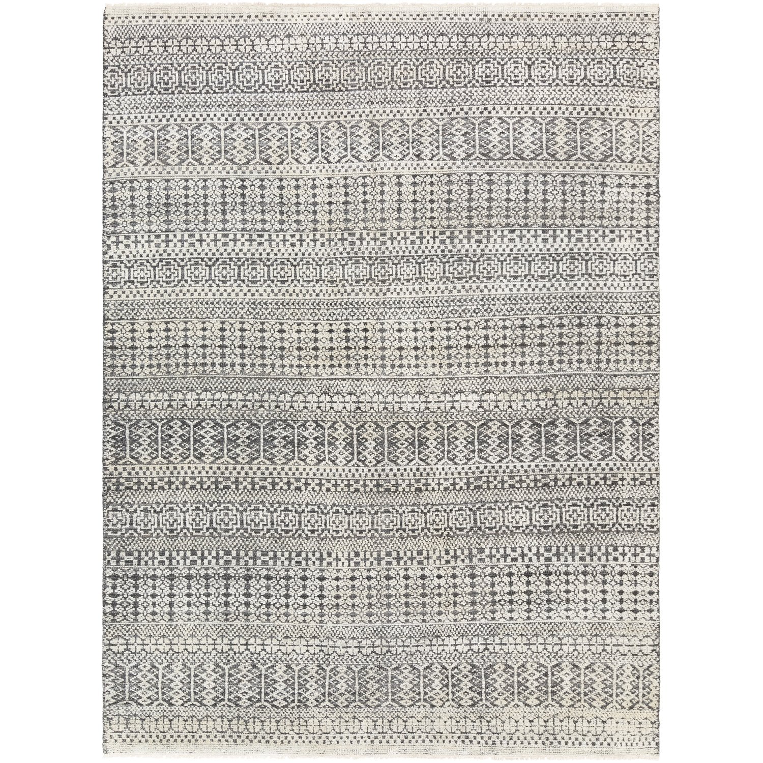 Nobility Hand Knotted Rug in Sage, Ivory, Light Gray, Charcoal, Medium Gray