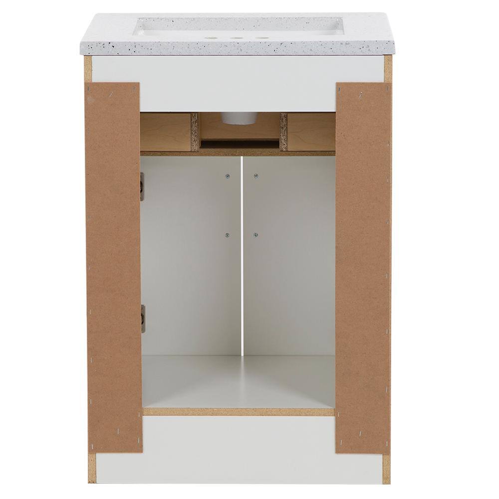 Home Decorators Collection Clady 24.5 in. W x 18.8 in. D x 35.4 in. H Freestanding Bath Vanity in White with Silver Ash Cultured Marble Top HD2024P2-WH