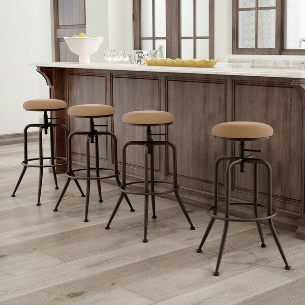 Homylin Faux Leather Adjustable Height Bar Stool(Set of 2)