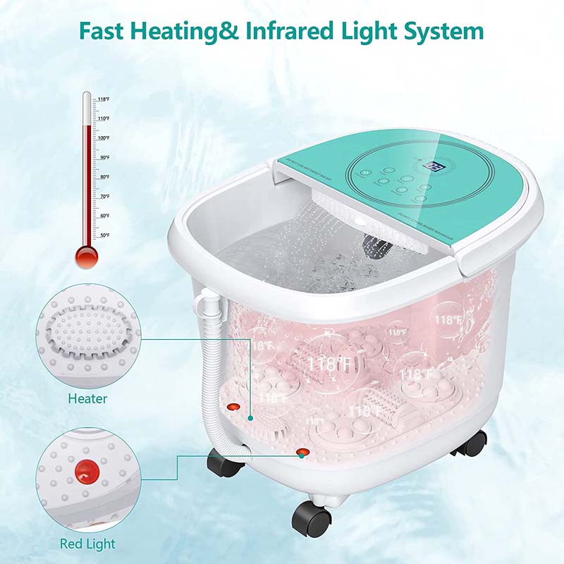 Foot Spa Bath Massager Pedicure Spa Tub with Heat, 2 Rollers, 4 Shiatsu Massagers, Temperature Control, Timer, 3-Angle Shower