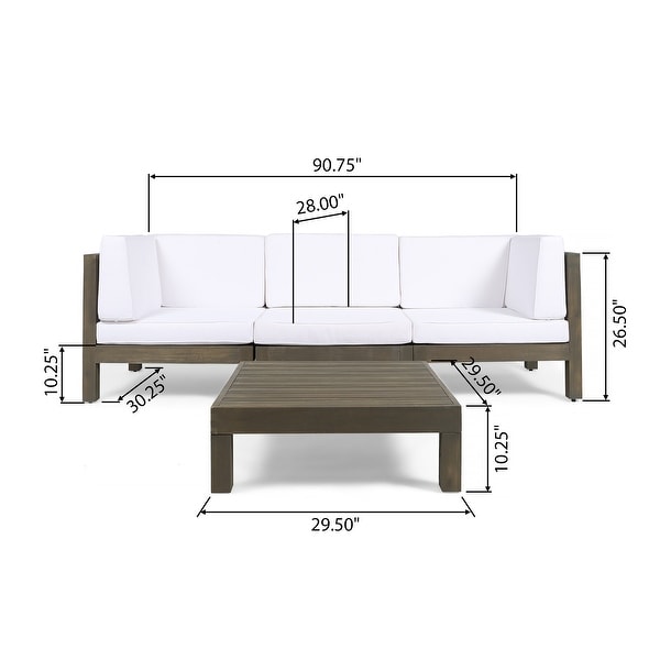 Oana Outdoor 3Seater Acacia Wood Sectional Sofa Set with Coffee Table by Christopher Knight Home