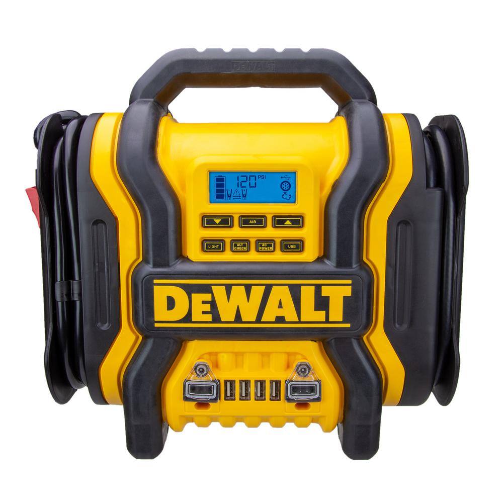 DEWALT DXAEPS14 1600 Peak Amp Portable Car Jump Starter with 120 PSI Digital Air Compressor and 500-Watt Inverter