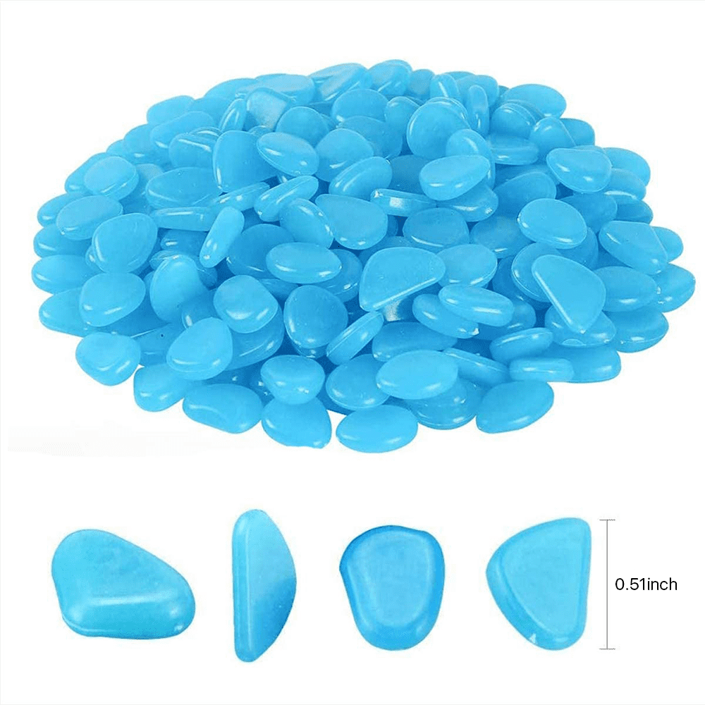 SUPTREE 300PCS Glow in The Dark Rocks for Fish Tank, Luminous Pebbles Stones Glow Rocks for Aquarium Garden (Blue)