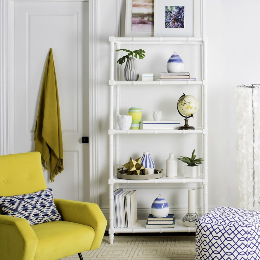 Buzz Coastal 4 Tier Etagere/ Bookcase White   Asian   Bookcases   by AED Luxury Home Decor  Houzz