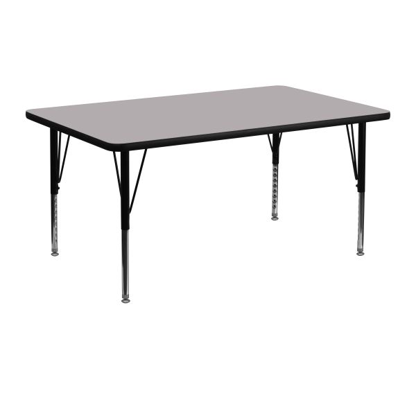 Flash Furniture 24''W x 48''L Rectangular Activity Table with Grey Thermal Fused Laminate Top and Height Adjustable Pre-School Legs [XU-A2448-REC-GY-T-P-GG]