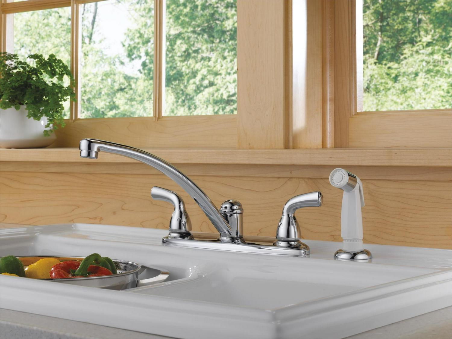 Foundations Two Handle Kitchen Faucet with Spray in Chrome B2410LF