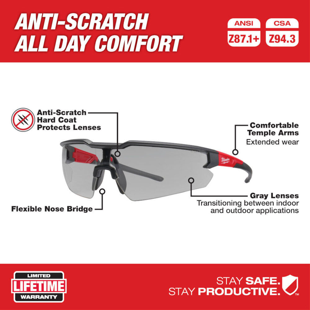 Milwaukee Safety Glasses - Gray Anti-Scratch Lenses (Polybag) 48-73-2106 from Milwaukee