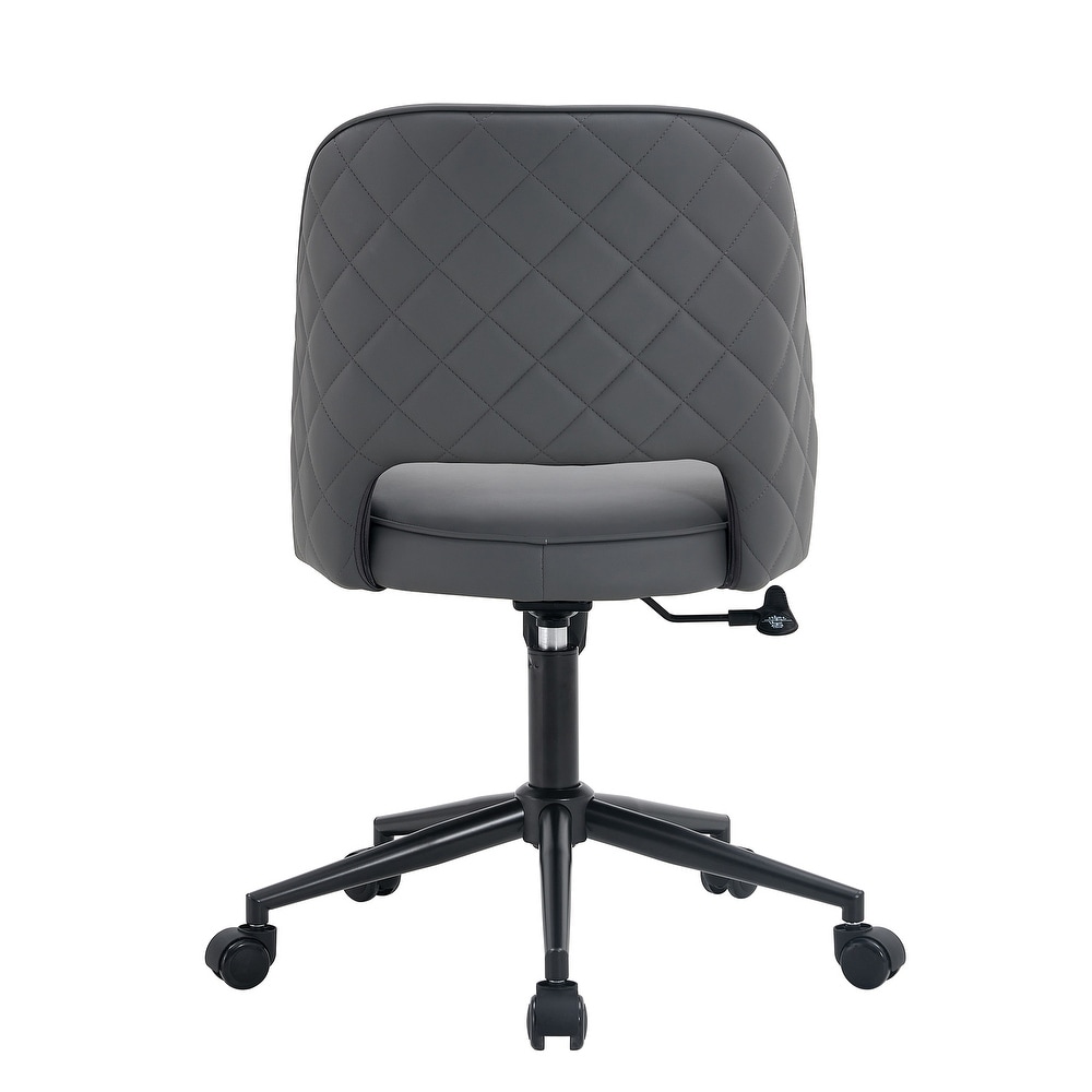 Modern home grey PU Office chair adjustable 360 ▲ swivel chair armless computer chair with wheels living room office