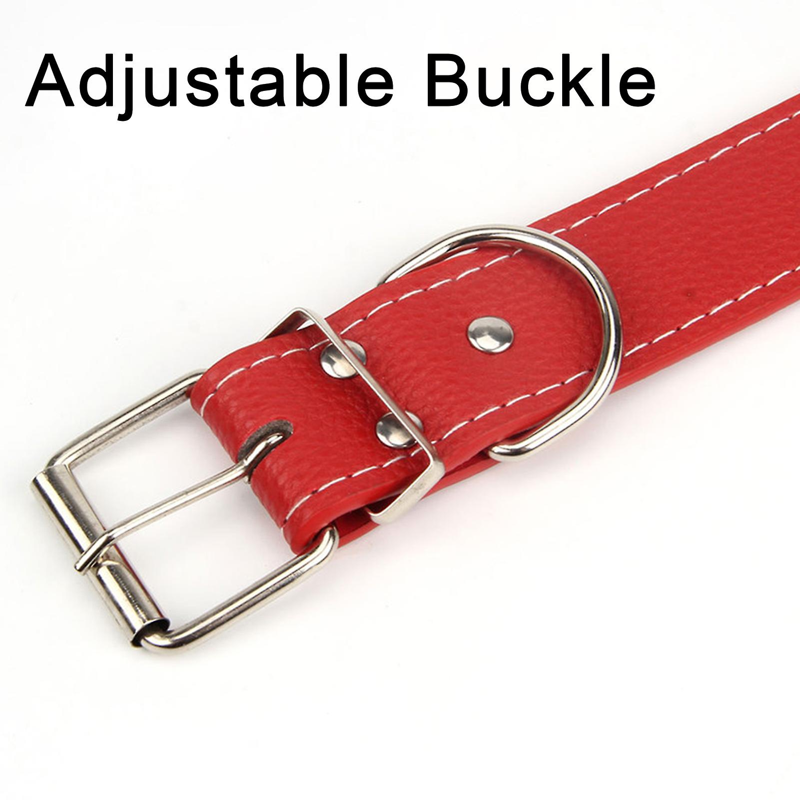 Dog Collar With Rivets Adjustable Buckle Pu Leather Chic Collars For Medium Large Dogs Red