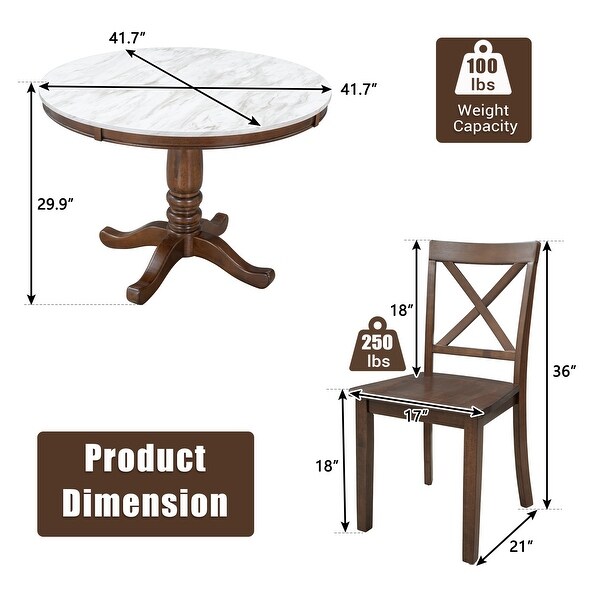 Williamspace 5-Piece 41.7in Modern Dining Set for Home， Kitchen， Dining Room