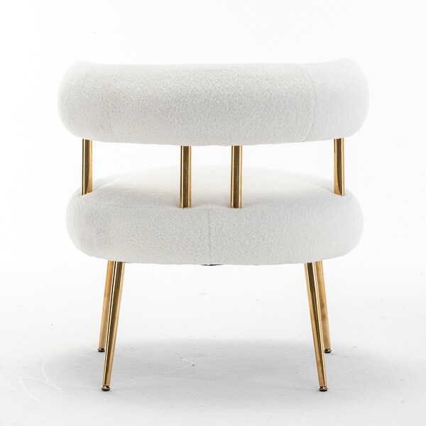 SEYNAR Modern Glam Upholstered Comfy Open-Back Accent Armchair with Golden Legs