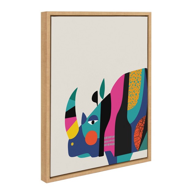 X 24 quot Sylvie Rhino Framed Canvas Wall Art By Rachel Lee Natural Kate And Laurel