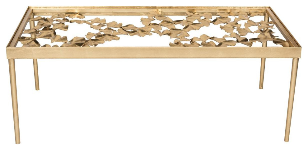 Tito Ginkgo Leaf Coffee Table Gold Leaf   Contemporary   Coffee Tables   by Peachtree Fine Furniture  Houzz