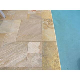 MSI Riviera Gold 2 in. x 12 in. x 24 in. Travertine Pool Coping (15-Pieces30 sq. ft.Pallet) LCOPTRIV1224HUP