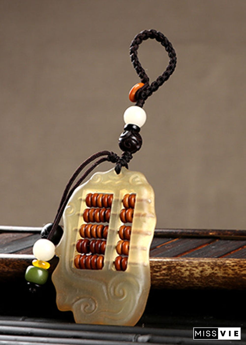 Unique Yellow Xiangyun Sandalwood Abacus Key Pendant